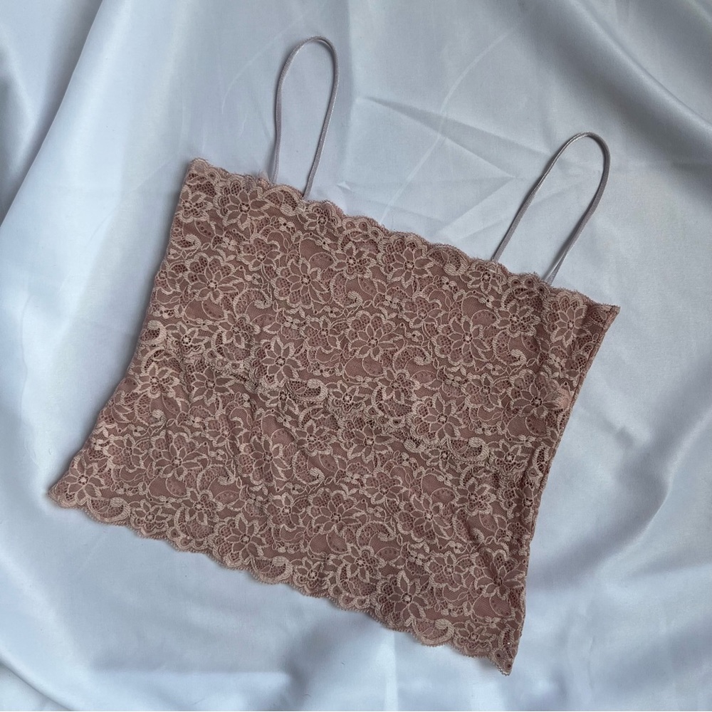 Blush Lace Sheer Camisole Lingerie Tank Top Y2K